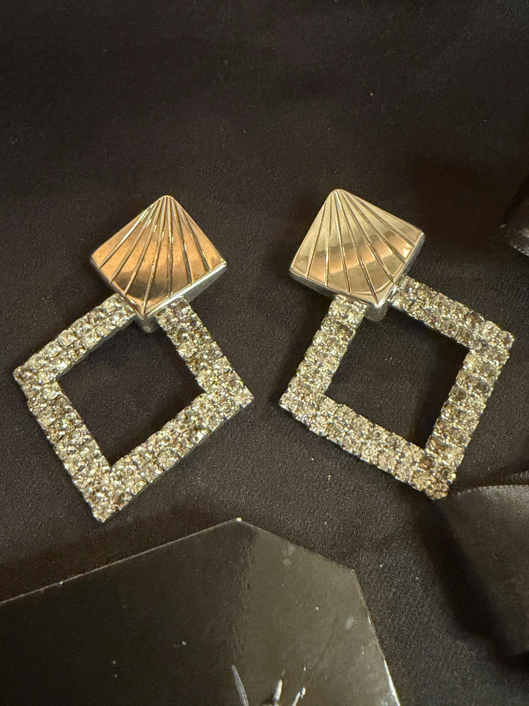 Three Pairs of Vintage Clip-On Fashion Earrings - image 3 of 4