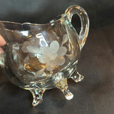 Vintage Clear Etched Glass Pitcher and Various Serving Pieces - thumbnail 12 of 17
