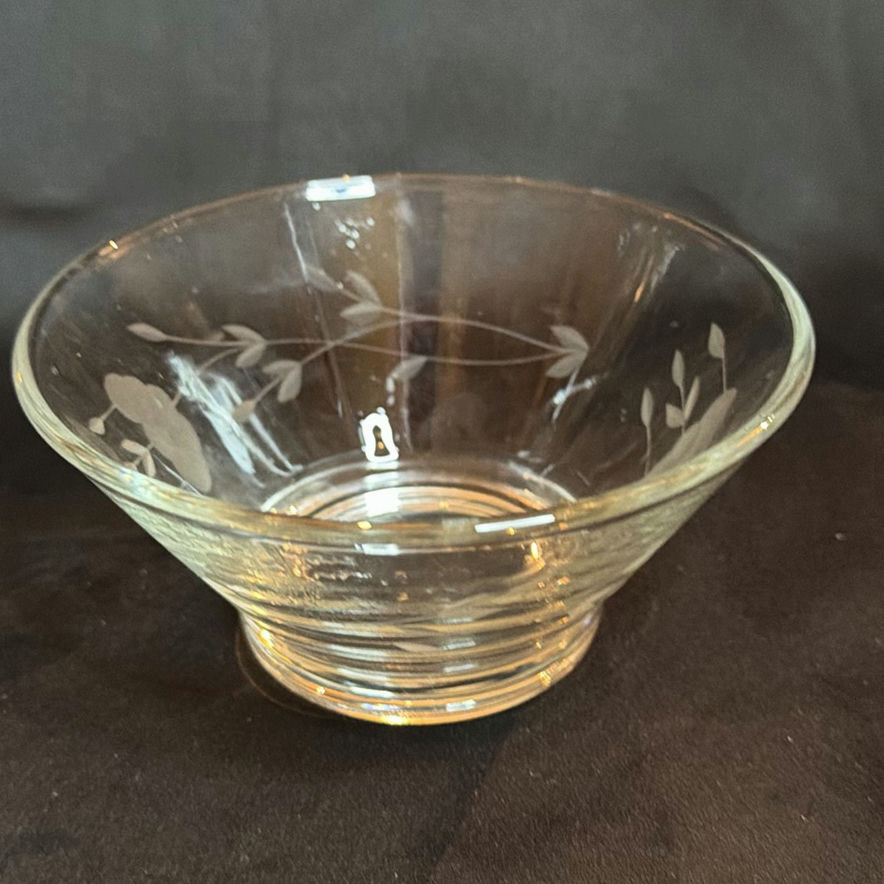 Vintage Clear Etched Glass Pitcher and Various Serving Pieces - image 7 of 17