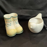 Pfaltzgraff Boot Planter and Dish with Additonal Bird Plant Pot - thumbnail 1 of 10