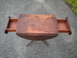 Wooden Drop-Leaf Pedestal Side Table - thumbnail 3 of 11