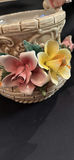 Capodimonte Ceramic Floral Basket Vase Italy - thumbnail 2 of 8