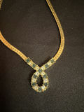 Gold-Tone Necklace with Blue and Clear Stone Pendant - thumbnail 3 of 3