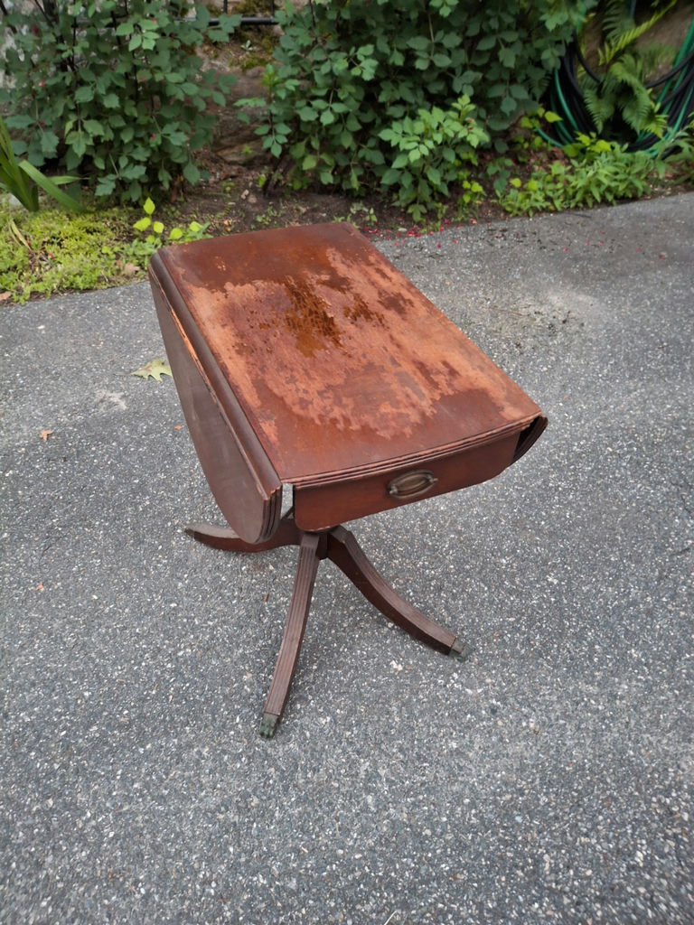Wooden Drop-Leaf Pedestal Side Table - image 1 of 11