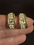 Two Pairs of Gold-Tone Rhinestone Earrings Including Richelieu - thumbnail 3 of 6
