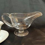 Vintage Porcelain Gravy Boat with Underplate and Glass Sauce Server - thumbnail 2 of 2