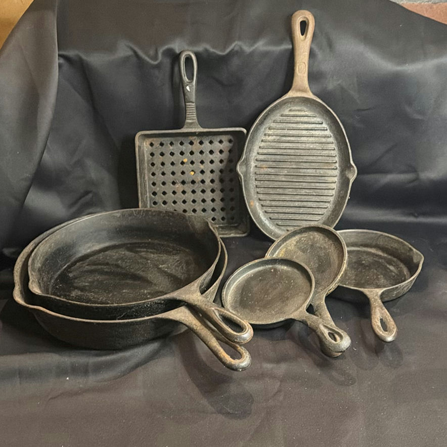 Cast Iron Skillets, Grill Pan, and Griddle Set Some Erie - image 1 of 7