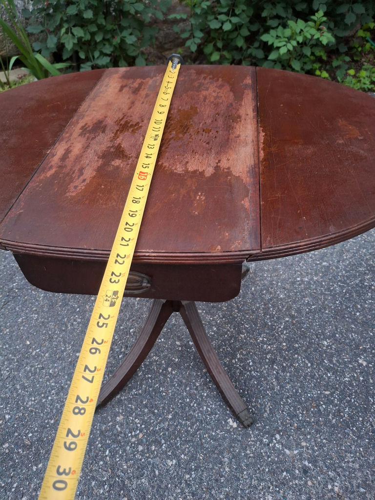 Wooden Drop-Leaf Pedestal Side Table - image 5 of 11