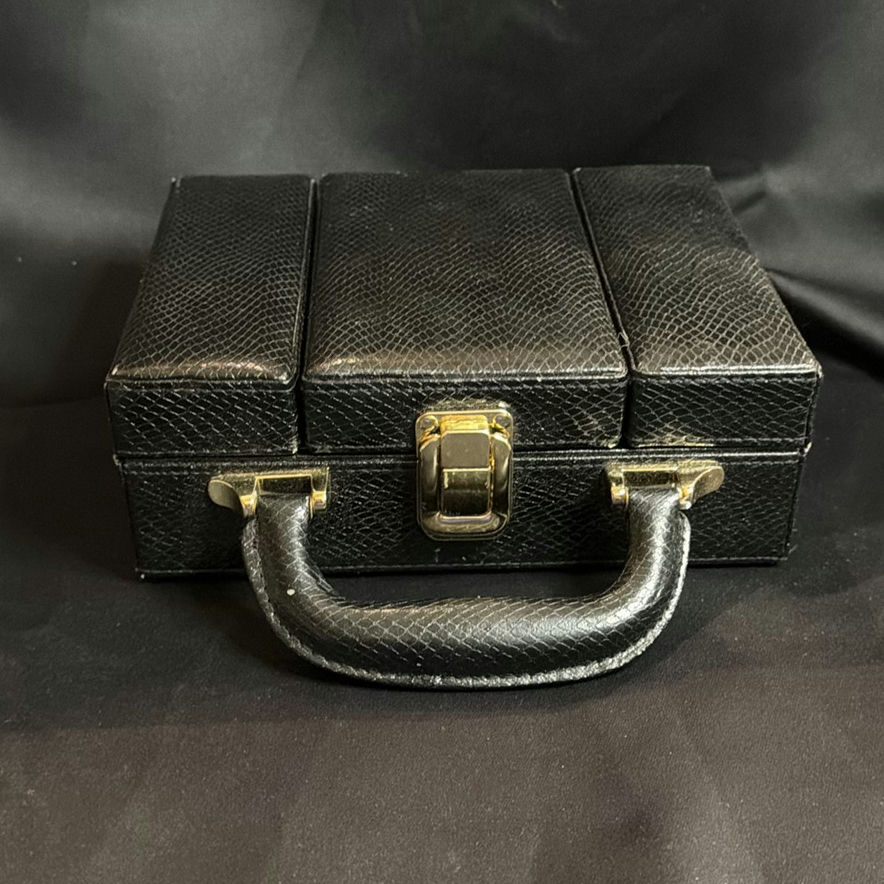 Black Textured Travel Jewelry Case with Mirror - image 1 of 4