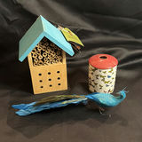 Ceramic Butterfly Container, Bee Habitat, and Decorative Blue Bird - thumbnail 1 of 12