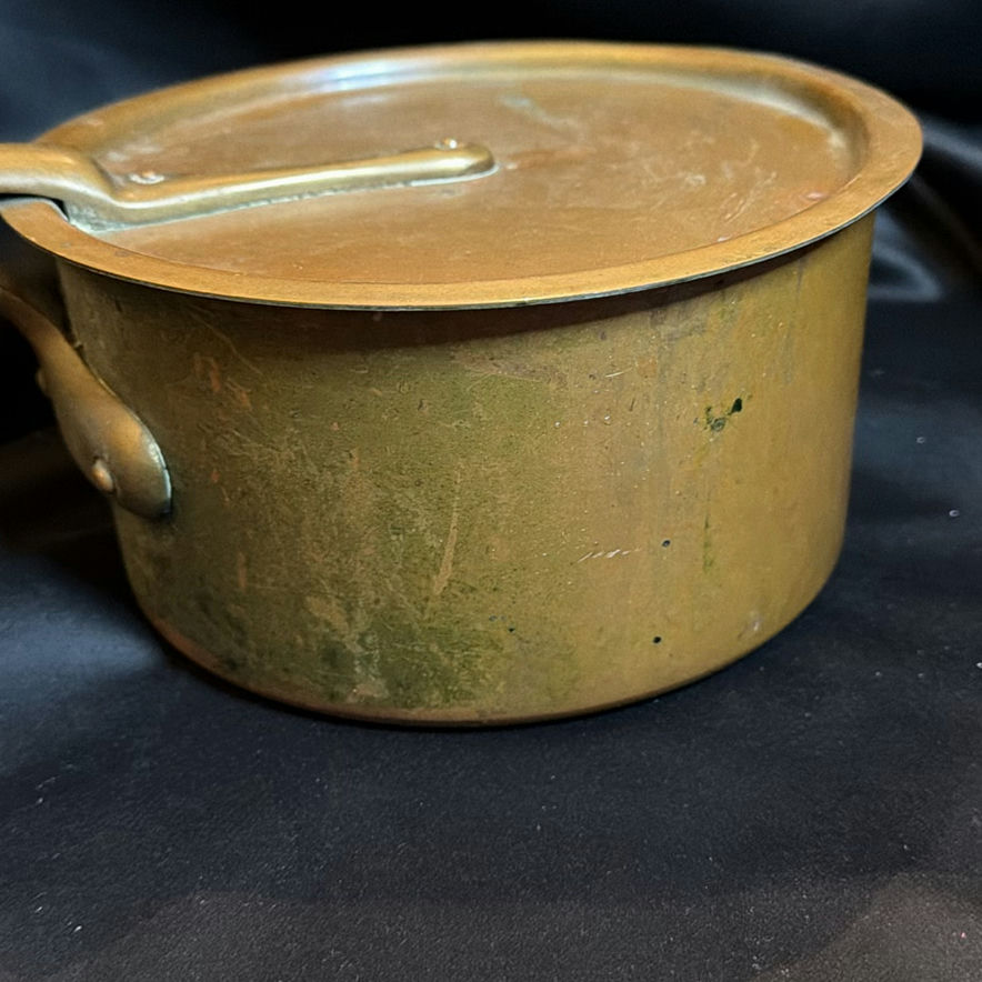 Vintage Metal Saucepan with Lid Appears to Be Copper - image 3 of 7