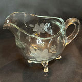 Vintage Clear Etched Glass Pitcher and Various Serving Pieces - thumbnail 11 of 17