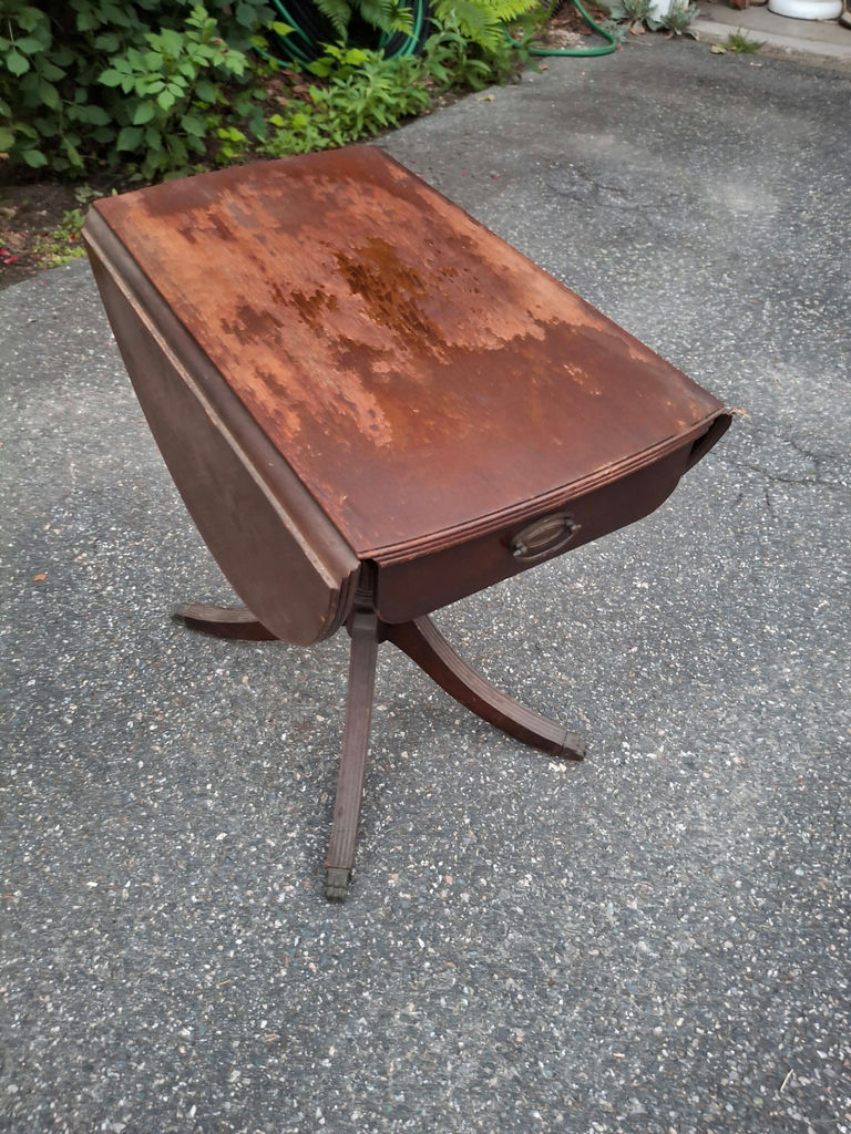 Wooden Drop-Leaf Pedestal Side Table - image 2 of 11
