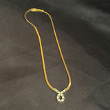 Gold-Tone Necklace with Blue and Clear Stone Pendant - thumbnail 1 of 3