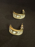 Two Pairs of Gold-Tone Rhinestone Earrings Including Richelieu - thumbnail 2 of 6