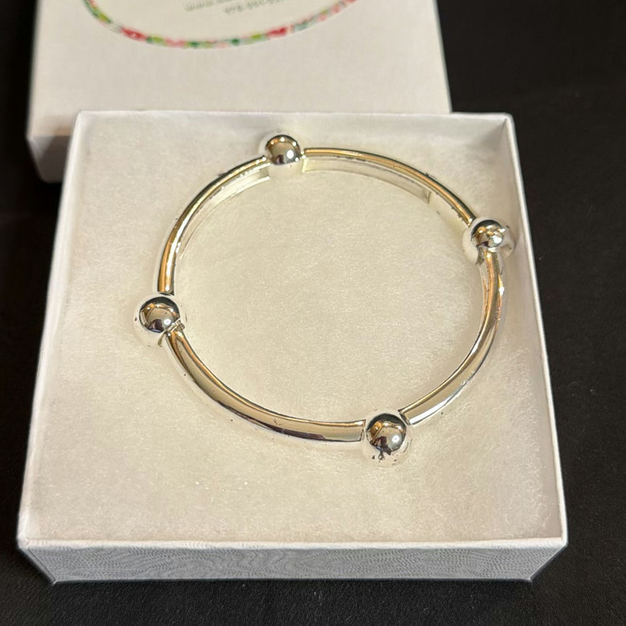 Silver-Tone Ball Accent Bangle Bracelet w/ Original Box - image 2 of 3