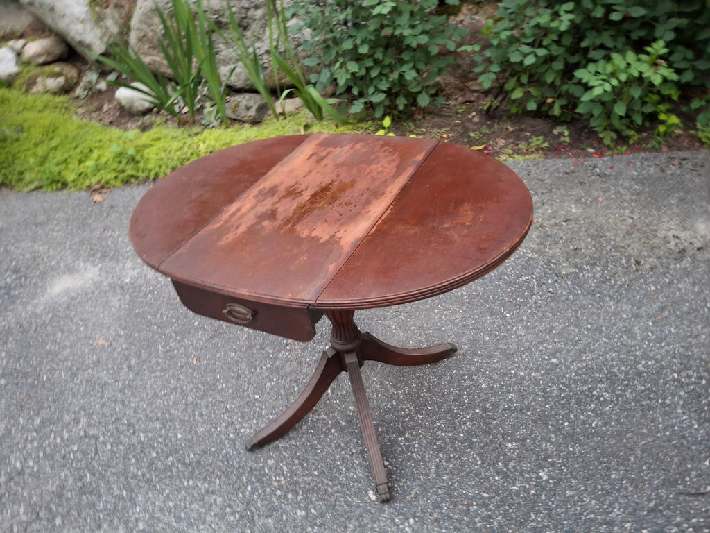 Wooden Drop-Leaf Pedestal Side Table - image 4 of 11