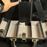 Black Textured Travel Jewelry Case with Mirror - thumbnail 4 of 4
