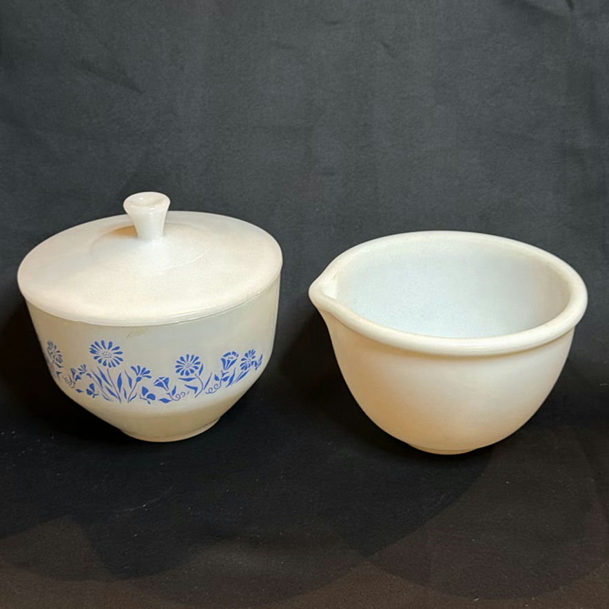 Vintage Milk Glass Mixing Bowl and Covered Federal Glass Bowl - image 1 of 9