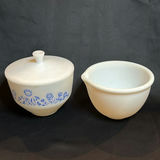 Vintage Milk Glass Mixing Bowl and Covered Federal Glass Bowl - thumbnail 1 of 9