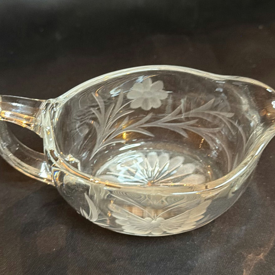 Vintage Clear Etched Glass Pitcher and Various Serving Pieces - image 15 of 17