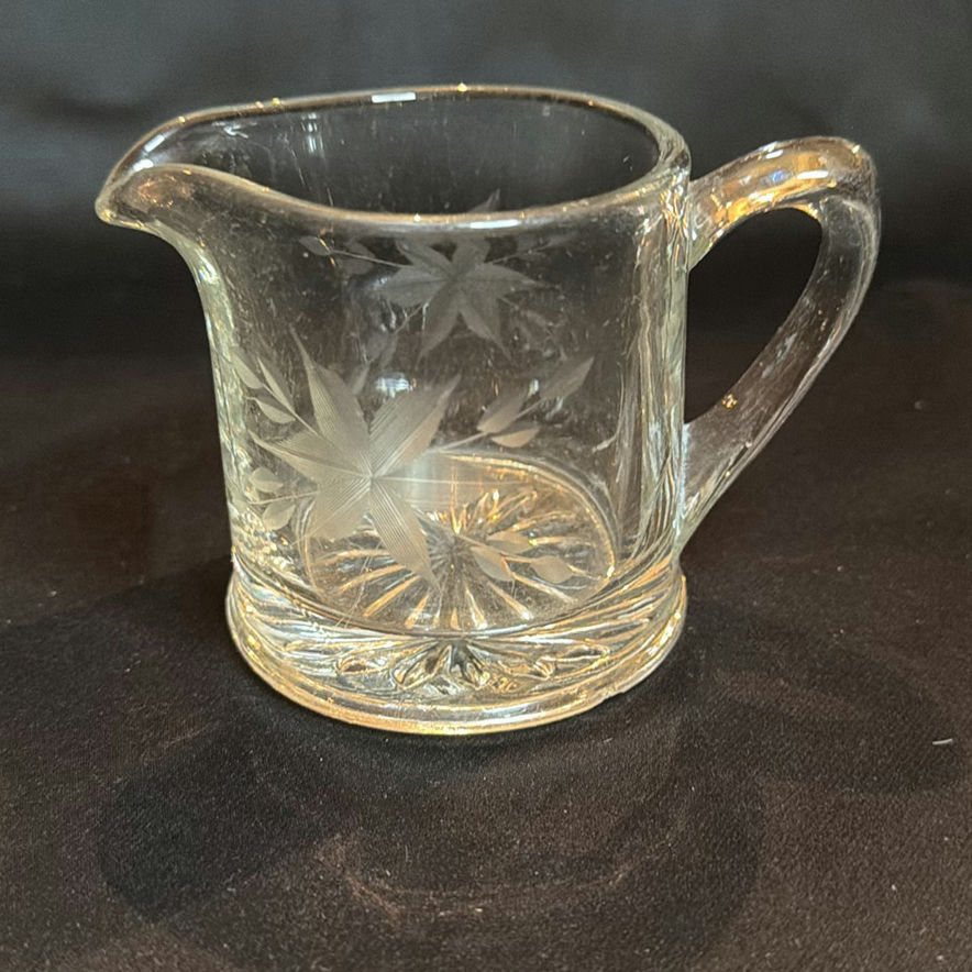 Vintage Clear Etched Glass Pitcher and Various Serving Pieces - image 9 of 17