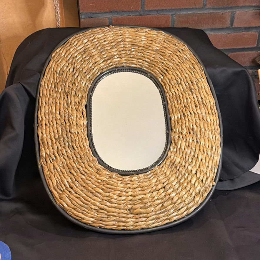 Oval Wicker Framed Wall Mirror - image 1 of 4