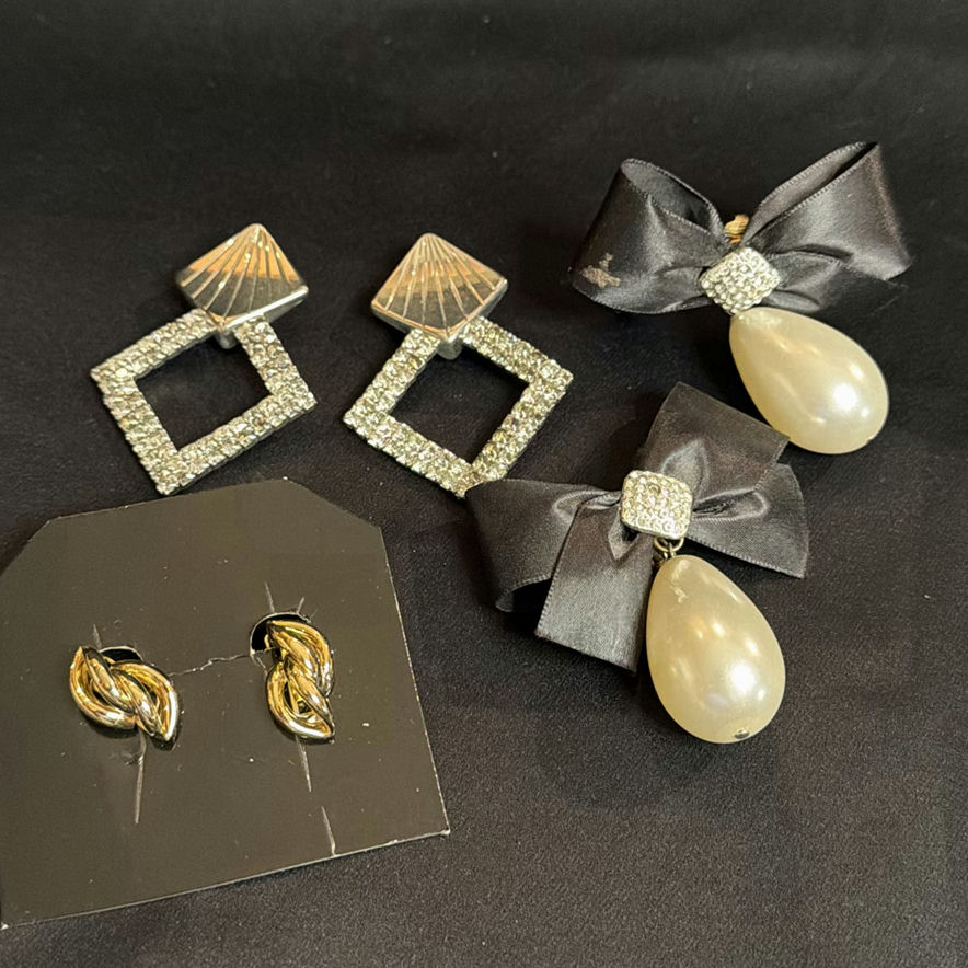 Three Pairs of Vintage Clip-On Fashion Earrings - image 1 of 4