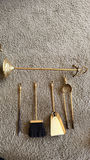 Brass Fireplace Tool Set with Stand and Wood Log Basket - thumbnail 3 of 7