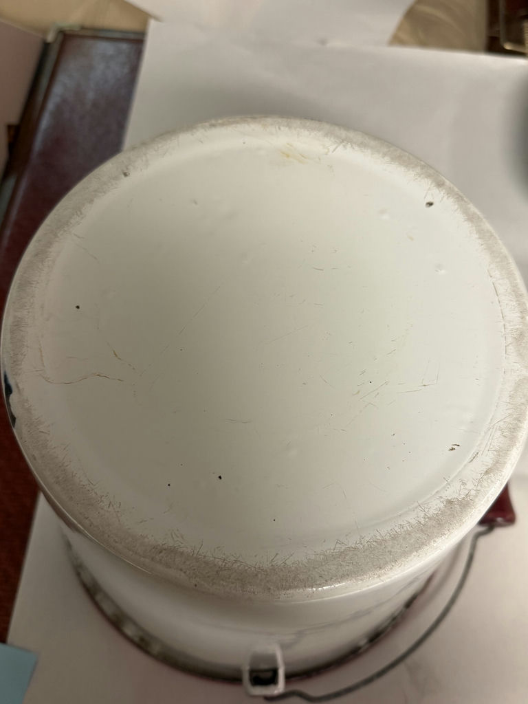 White Enamelware Kitchen Items with Red Trim - image 11 of 12