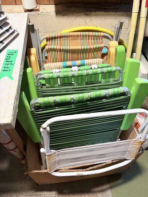 Assorted Folding Lawn Chairs, Floral Cushions, Hula Hoop - Image 1 of 3