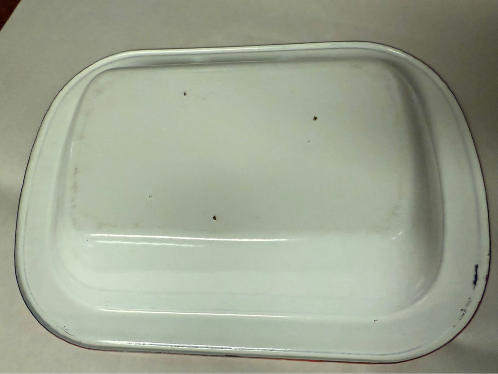 White Enamelware Kitchen Items with Red Trim - image 4 of 12