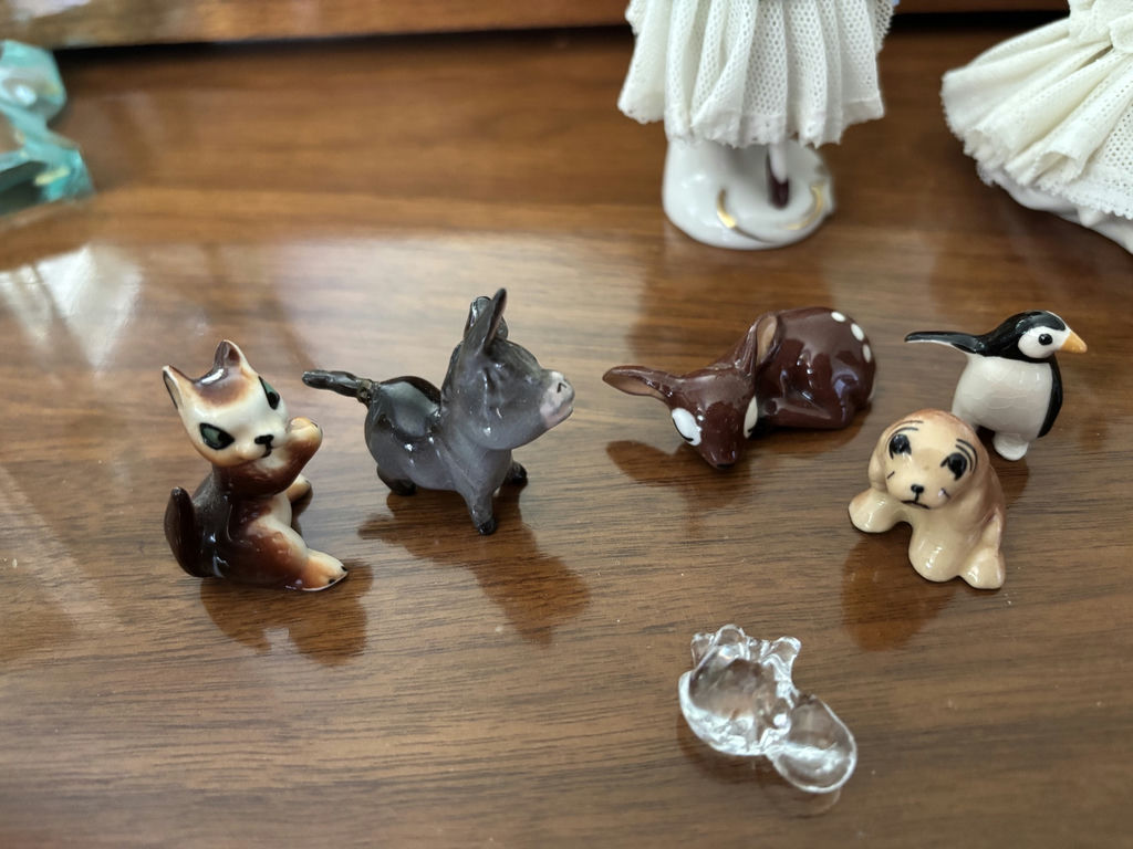 Decorative Figurines, Glass Frame, Ceramic Swan, and Crochet Item - image 10 of 15