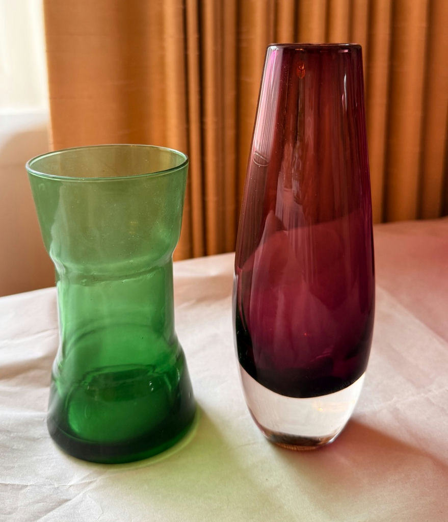 Collection of Colored Glass Vases and Decorative Jar - image 6 of 9