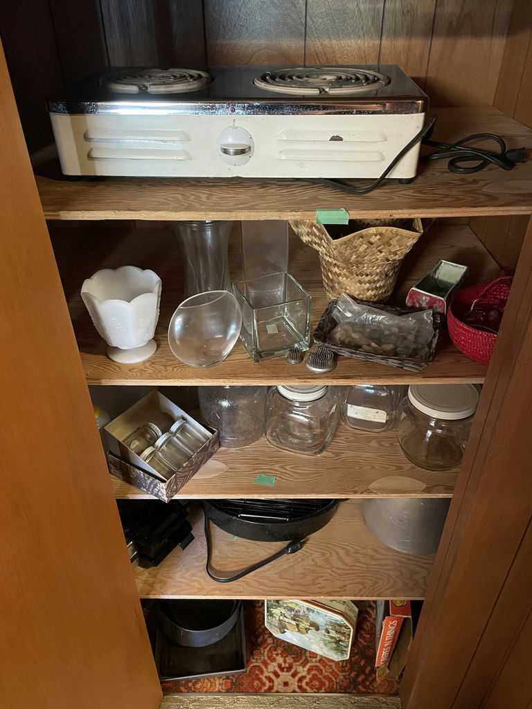 Vintage Electric Hot Plate, Glass Vases, Storage Jars, and Kitchenware Assortment - image 1 of 7