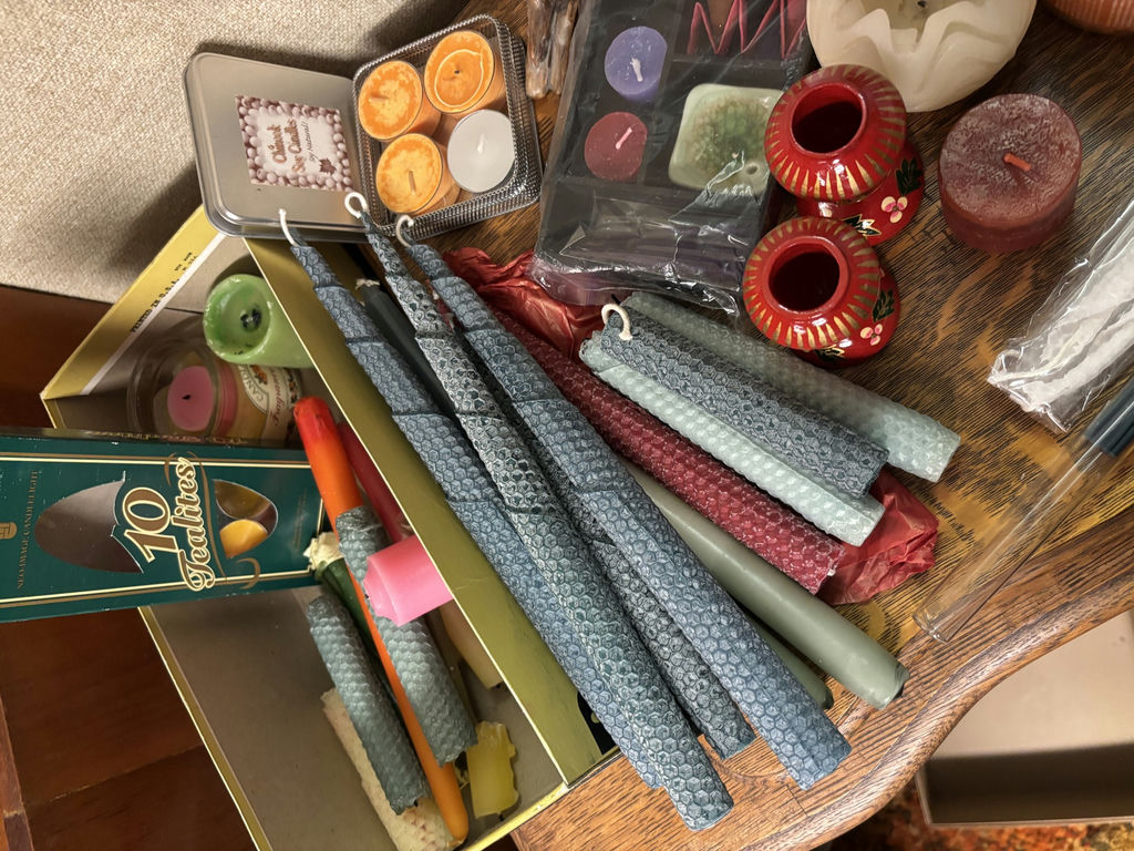 Assorted Candles, Brass Candle Holders, and Candle Making Accessories - image 4 of 13