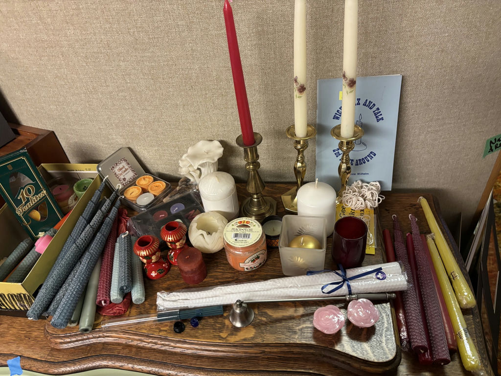 Assorted Candles, Brass Candle Holders, and Candle Making Accessories - image 3 of 13