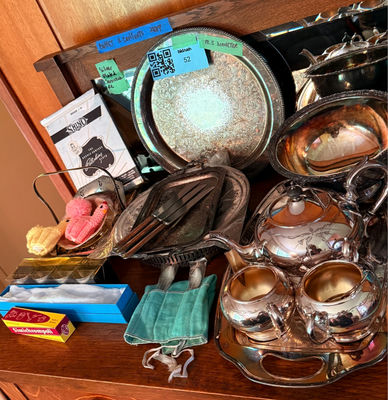 Silver Plated & Stainless Steel Serving Trays, Tea Set, and Serving Pieces - Image 1 of 23