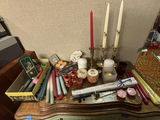 Assorted Candles, Brass Candle Holders, and Candle Making Accessories - thumbnail 1 of 13