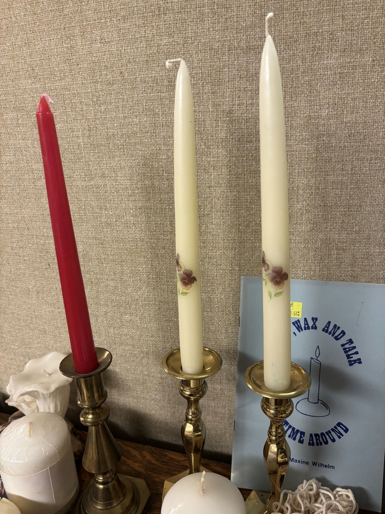 Assorted Candles, Brass Candle Holders, and Candle Making Accessories - image 6 of 13
