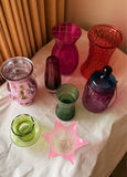 Collection of Colored Glass Vases and Decorative Jar - thumbnail 2 of 9