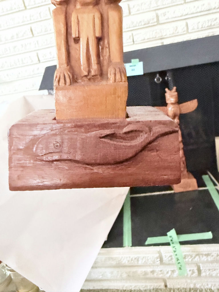 Quentin Harris '98 Art On Board, Native Doll & Wooden Totem Carving - image 3 of 12
