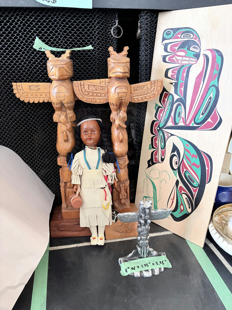 Quentin Harris '98  Art On Board, Native Doll & Wooden Totem Carving - image 1 of 12
