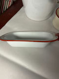 White Enamelware Kitchen Items with Red Trim - thumbnail 2 of 12