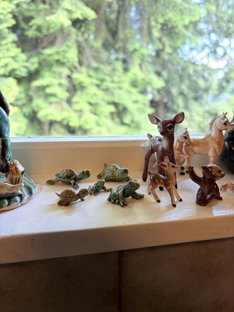 Assorted ceramic animal figurines and miniature rock garden - image 3 of 8