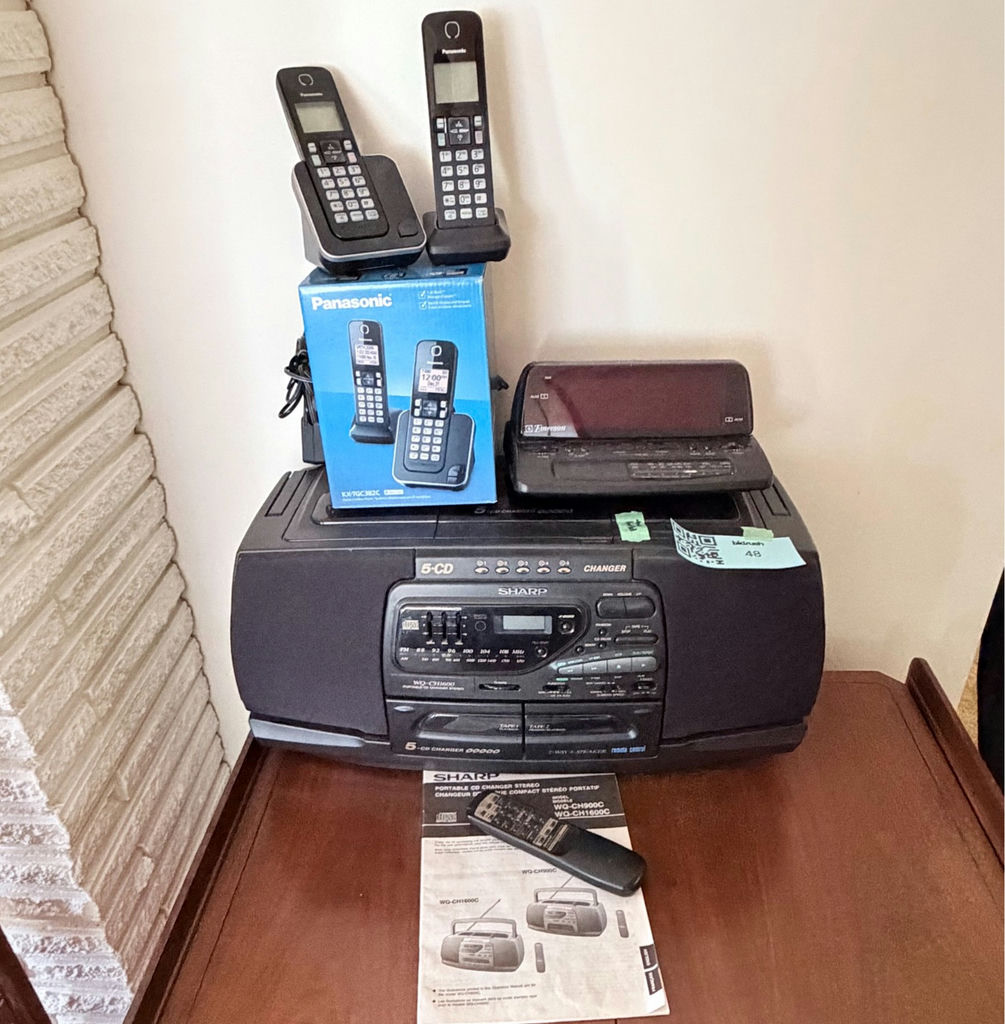 Panasonic Cordless Phones, Emerson Clock Radio, and Sharp Boombox Stereo System - image 1 of 7