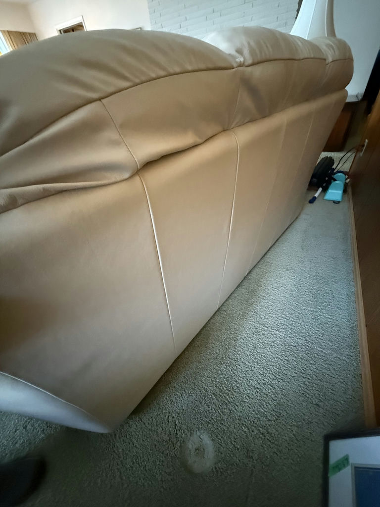 Beige White Leather Three-Seat Sofa - image 6 of 8