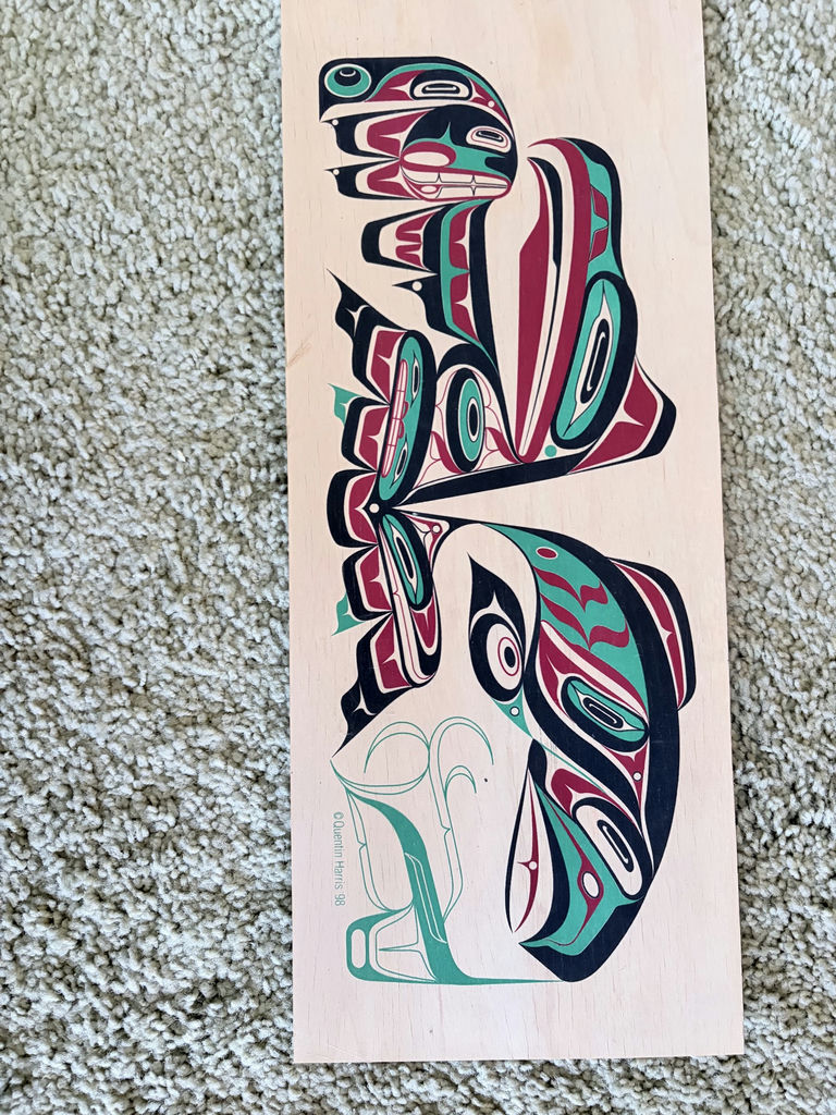 Quentin Harris '98 Art On Board, Native Doll & Wooden Totem Carving - image 2 of 12