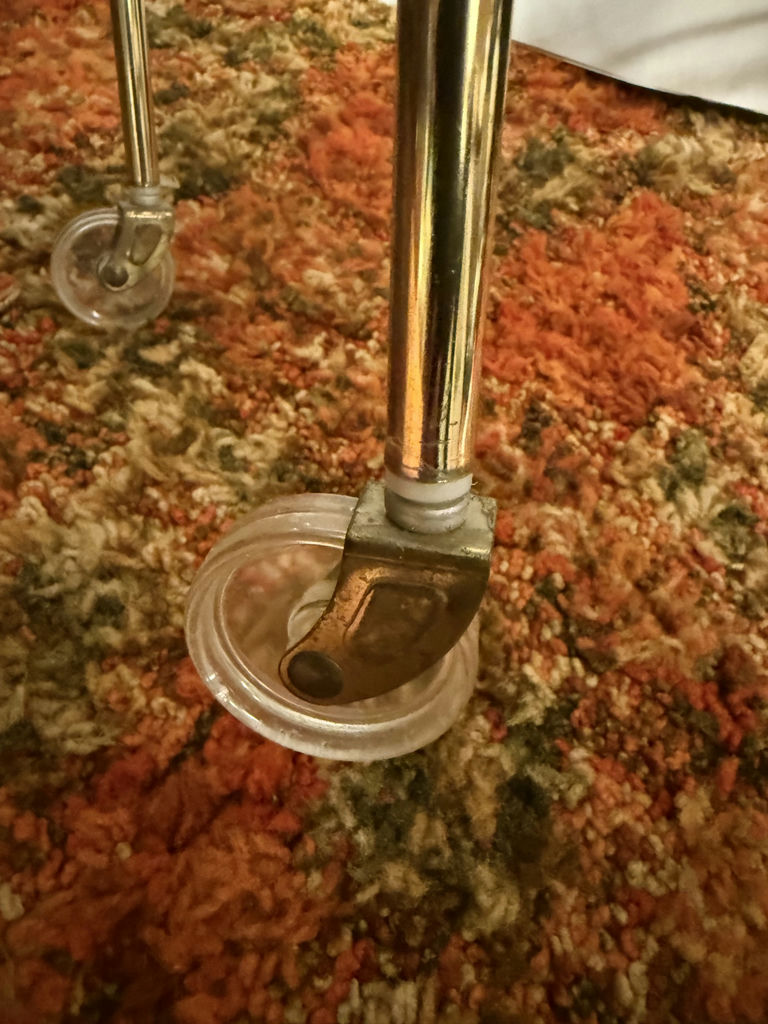 Vintage MCM brass-tone rolling Record Player Stand & Record Storage - image 5 of 6