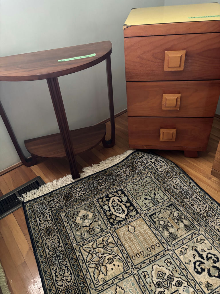 Wooden Three-Drawer Chest, Half-Moon Side Table & Area Rug - image 1 of 16